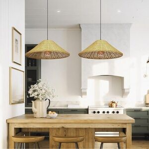 Arturesthome 1 Light Rattan Chandelier Light, Boho Pendant Light | NEW